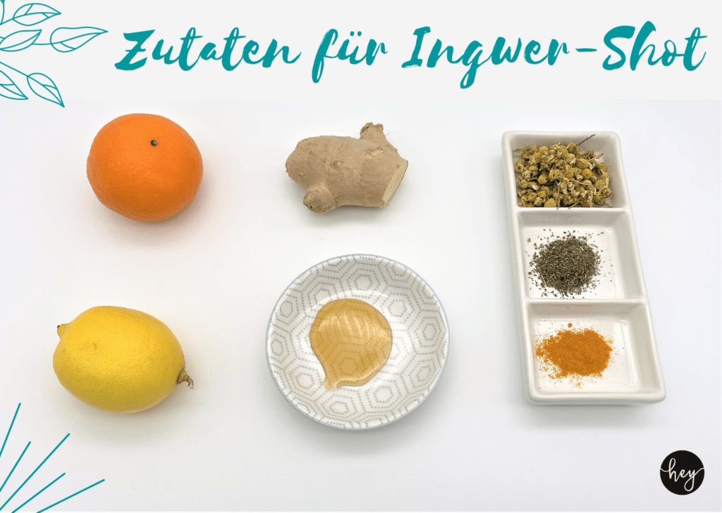 Zutaten für Ingwer-Shot mit Kurkuma