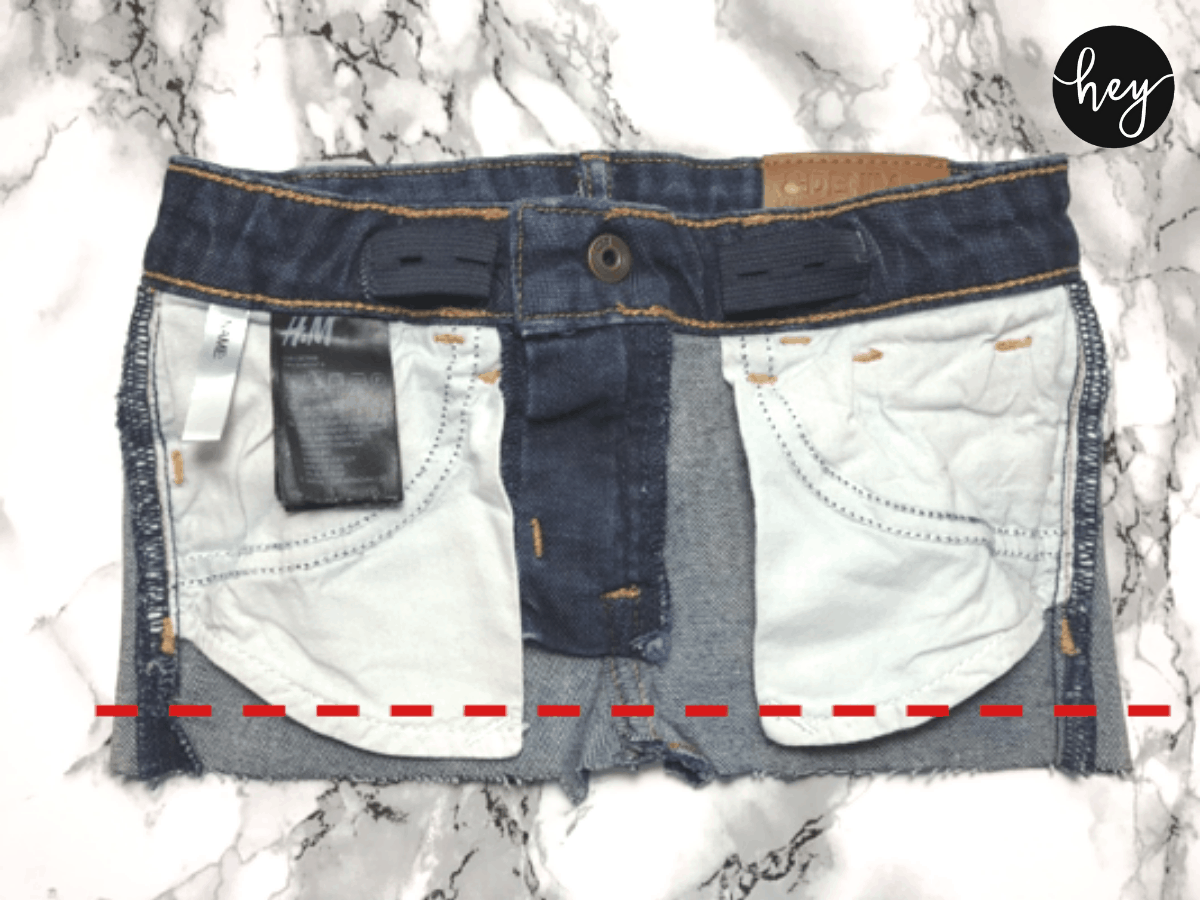 Abnähen der offenen Kante des Jeans-Utensilios
